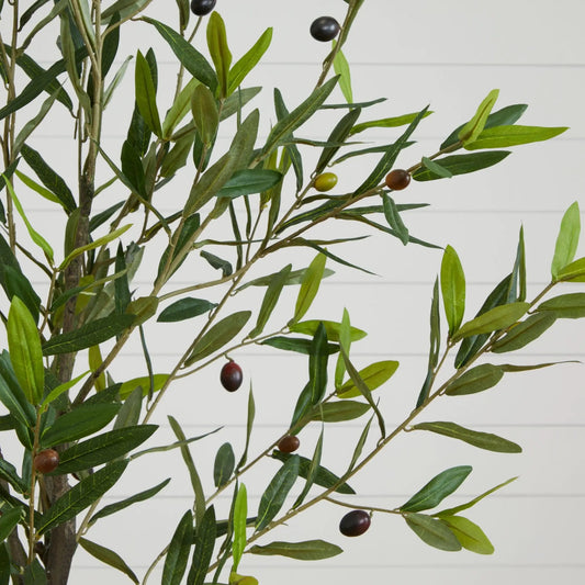 Olive Artificial Tree, 6 ft tall, olive-green leaves with small olives, Nearly Natural indoor decor on Tampa Home & Garden Store