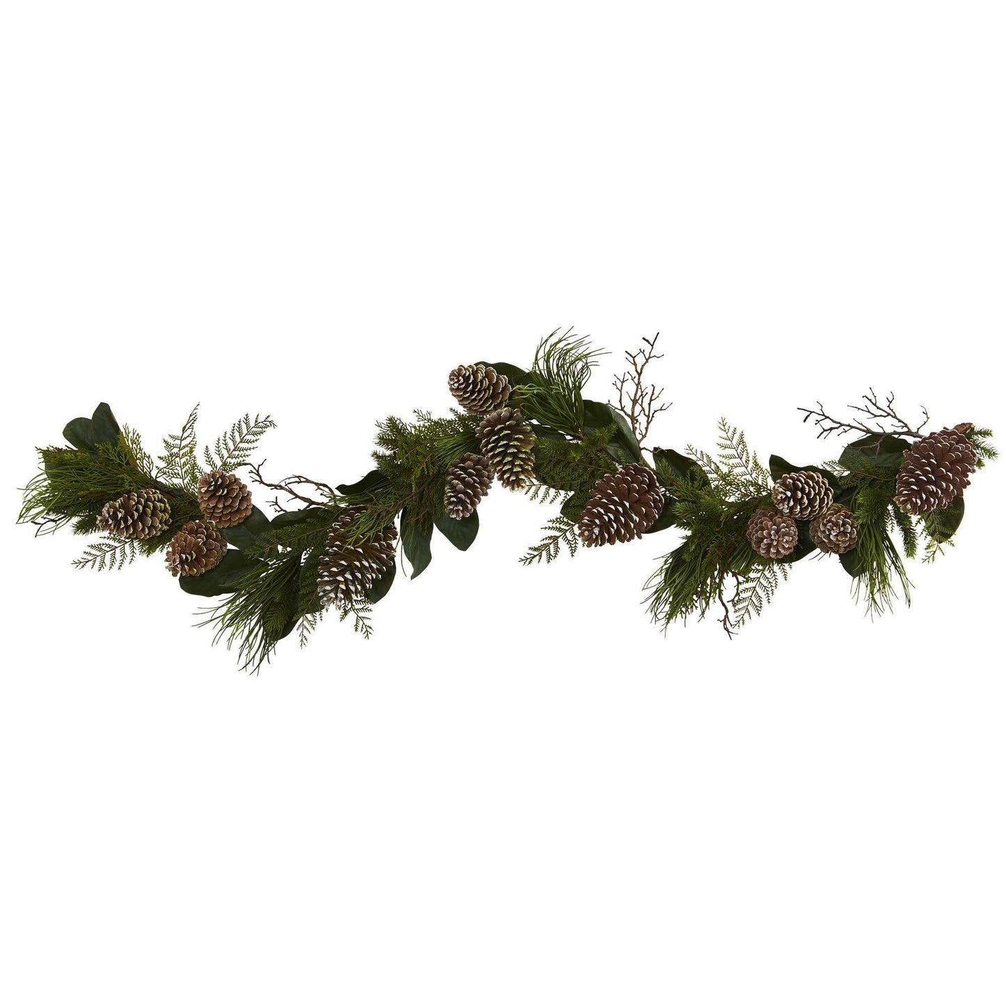 6 ft Pine Cone and Pine Garland Nearly Natural, artificial evergreen garland with pinecones and needles on Tampa Home & Garden Store