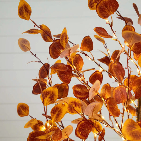 Nearly Natural Autumn Eucalyptus Tree with 300 warm white LED lights coppery leaves on Tampa Home & Garden Store