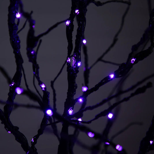 Six Foot Halloween Black Twig Tree with Purple LED Lights by Nearly Natural on Tampa Home & Garden Store