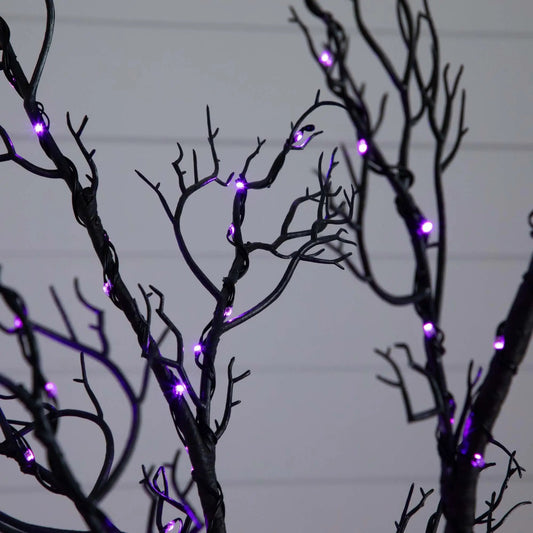 Six Foot Prelit Halloween Minimalist Twig Tree with purple LED lights Nearly Natural on Tampa Home & Garden Store