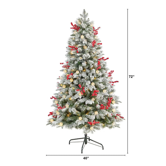 6 ft snow-tipped fir prelit tree with 200 LED lights by Nearly Natural on metal stand on Tampa Home & Garden Store