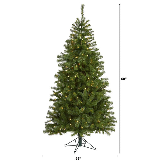 6 ft Springfield artificial green Christmas tree with 300 warm white lights by Nearly Natural on Tampa Home & Garden Store