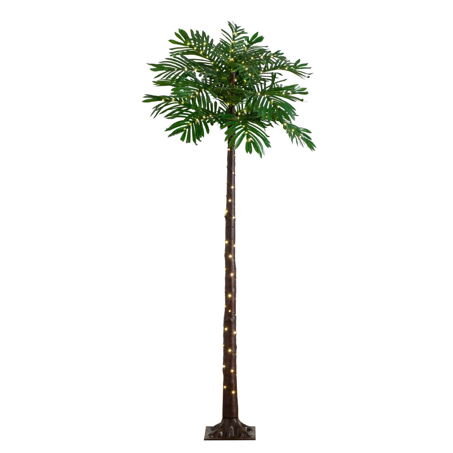 Palmera artificial luminosa resistente a los rayos UV de 1,8 m con 206 luces LED de color blanco cálido (interior/exterior)