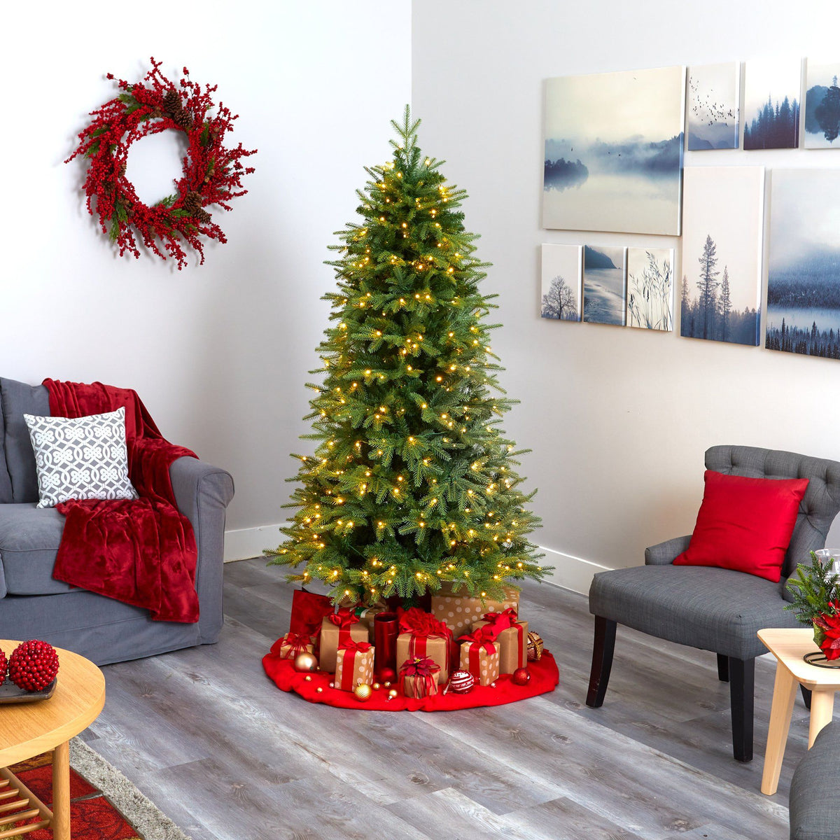 6 ft Vancouver Fir artificial Christmas tree with 350 clear LED lights and 1870 bendable branches on Tampa Home & Garden Store