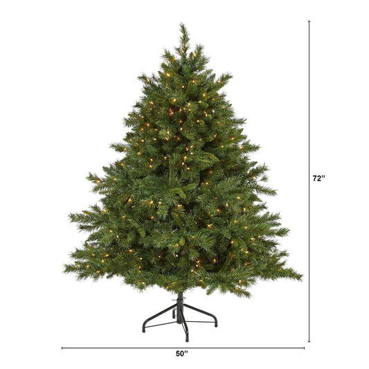 Wyoming Pine Christmas Tree 6 ft green, pre-lit with 450 lights on Tampa Home & Garden Store