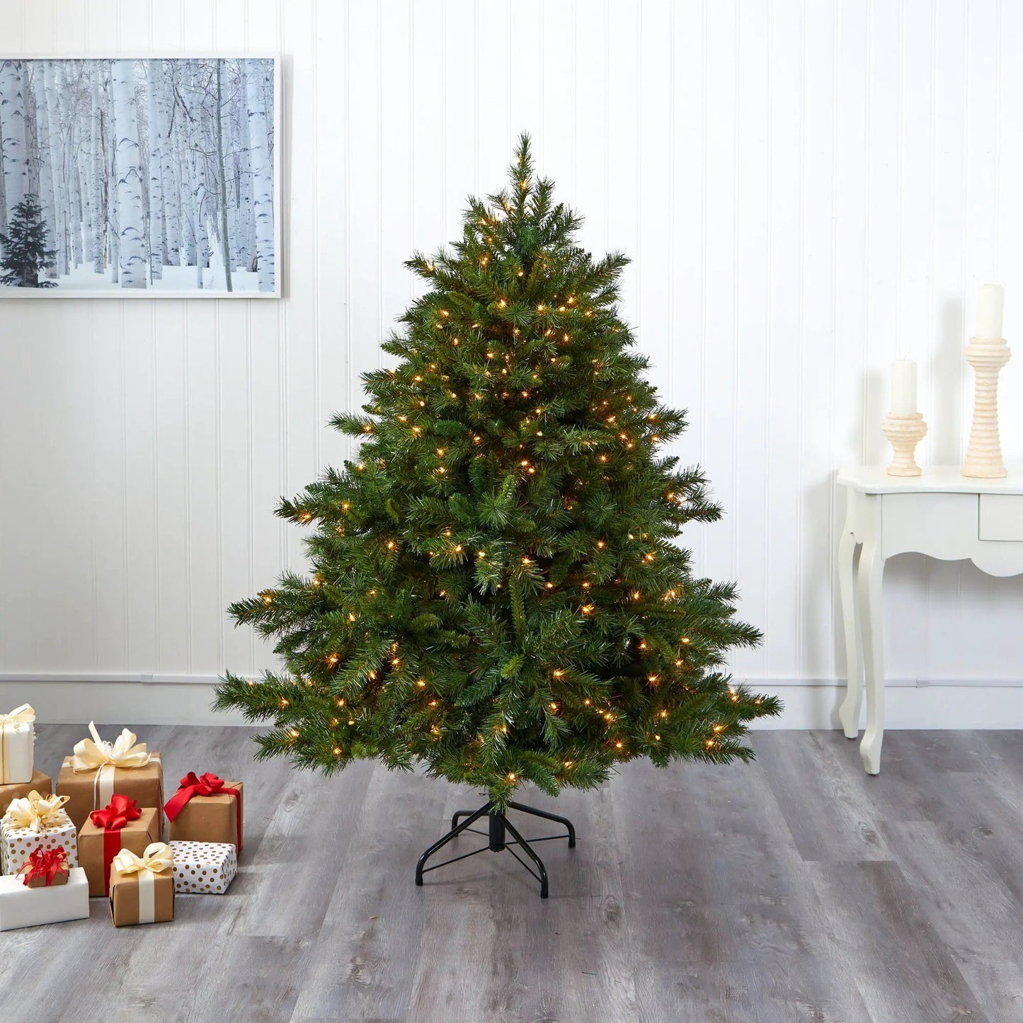 Wyoming Pine 6 ft artificial Christmas tree with 450 clear lights by Nearly Natural on Tampa Home & Garden Store