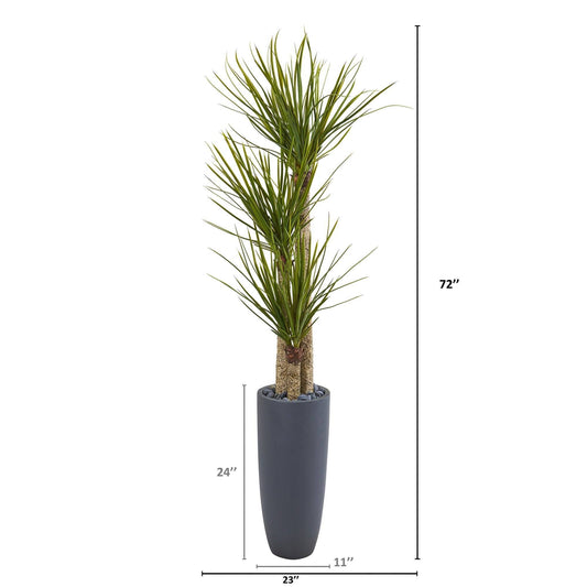 6’ Yucca Artificial Tree in Bullet Planter - Tampa Home & Garden Store