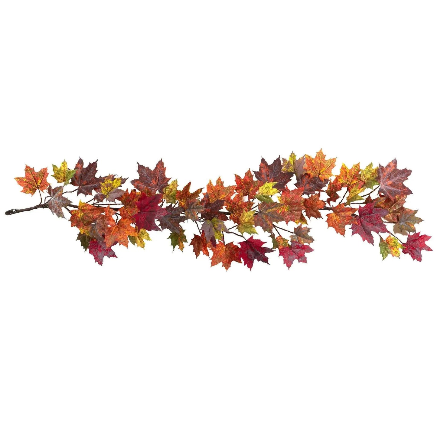 60 inch maple leaf garland in autumn hues by Nearly Natural for fall decor on Tampa Home & Garden Store