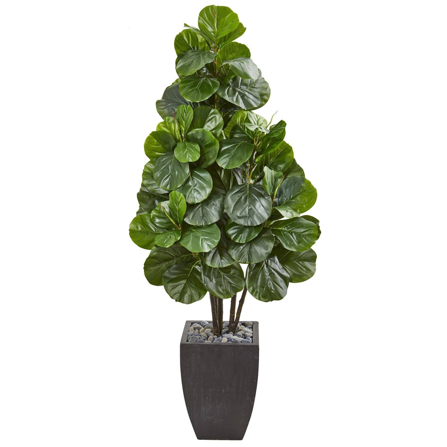 Nearly Natural 63in fiddle leaf fig artificial tree in black planter with pebble topping on Tampa Home & Garden Store