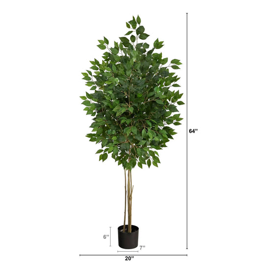 64-inch UV resistant ficus artificial tree by Nearly Natural for indoor outdoor use on Tampa Home & Garden Store