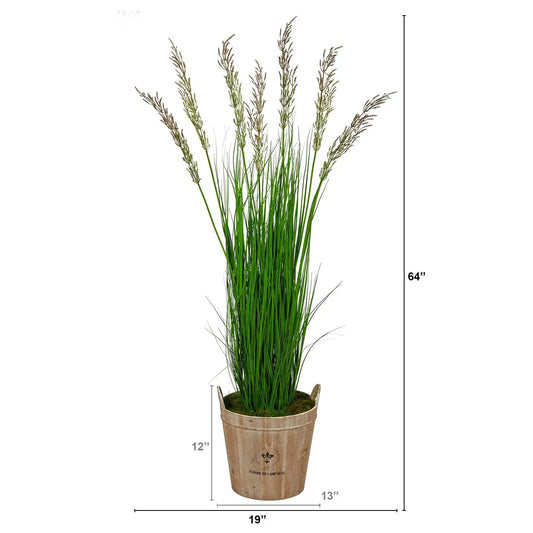 Wheat Grass Artificial Plant in Farmhouse Planter by Nearly Natural with lush green blades on Tampa Home & Garden Store
