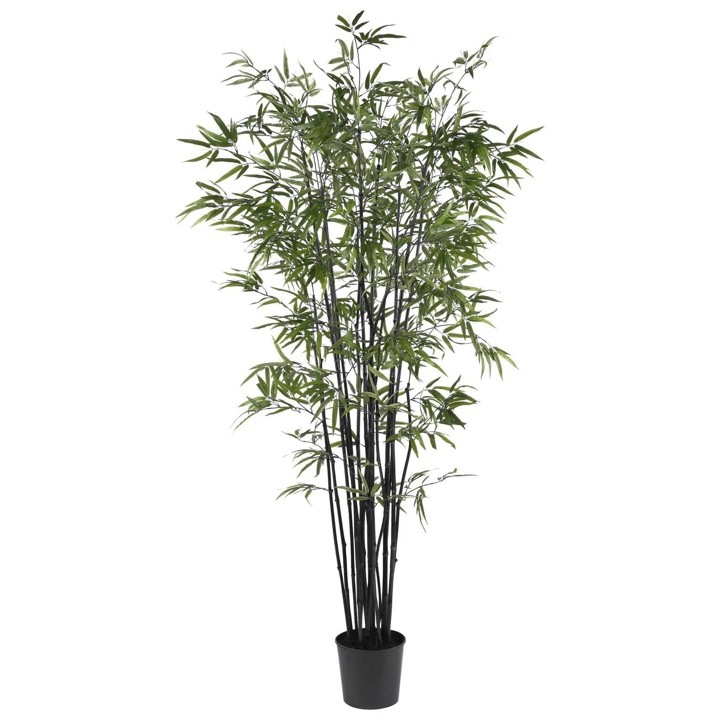 Black Bamboo Silk Tree 6.5 ft tall, Nearly Natural artificial indoor plant in a black pot on Tampa Home & Garden Store
