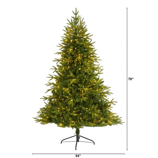 6.5 ft Colorado Mountain Fir artificial Christmas tree with warm white LED lights on Tampa Home & Garden Store