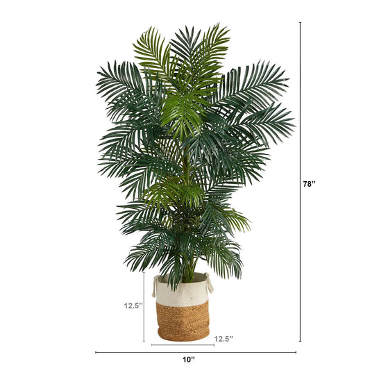 Golden Cane artificial palm tree in natural jute planter Nearly Natural 6.5 ft tall on Tampa Home & Garden Store