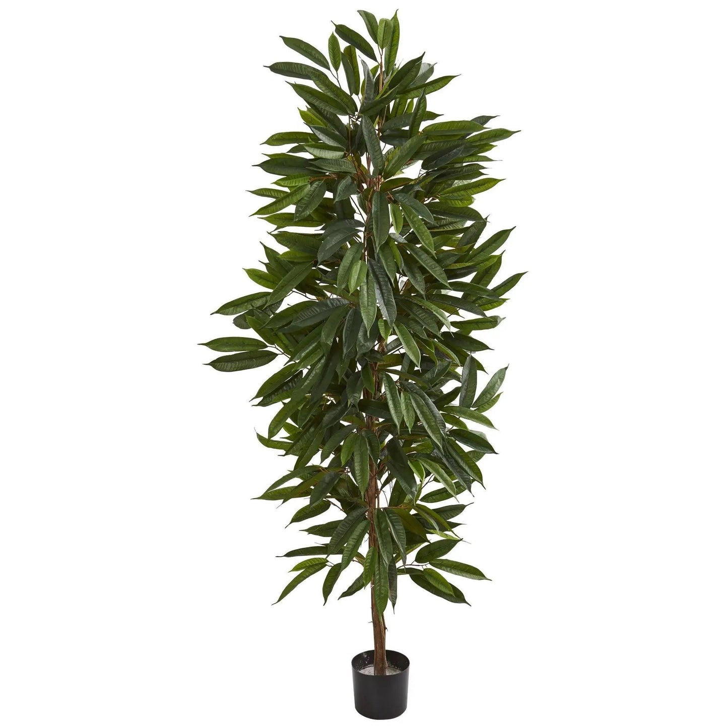 Mango Artificial Tree 6.5 ft tall with glossy green leaves in a black pot on Tampa Home & Garden Store