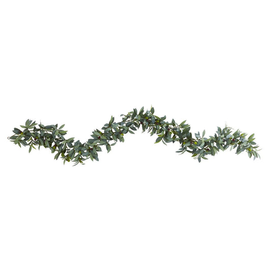 Olive Artificial Garland with Faux Olives, Nearly Natural, 6.5 ft long, green leafy garland on Tampa Home & Garden Store