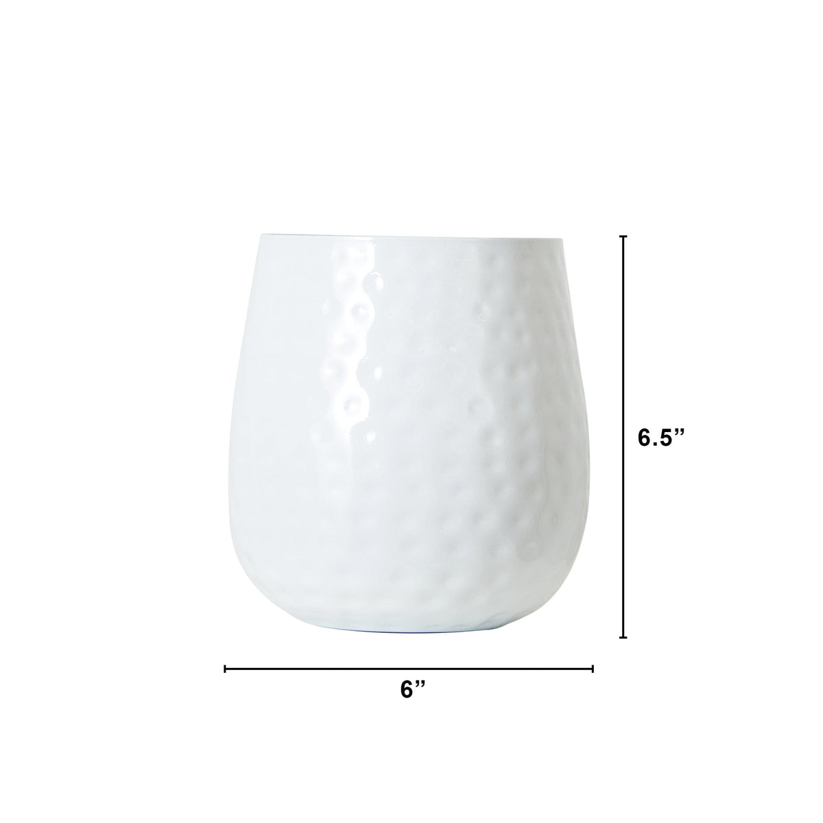 6.5in oval iron planter vase in white marble finish by Nearly Natural on Tampa Home & Garden Store