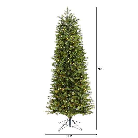 Slim Colorado Mountain Spruce artificial Christmas tree by Nearly Natural, 6 ft tall, slim, narrow on Tampa Home & Garden Store