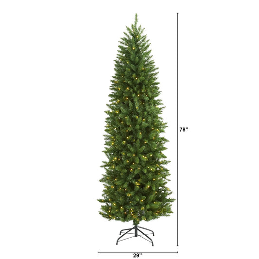6.5 ft Slim Green Mountain Pine artificial Christmas tree by Nearly Natural on metal stand on Tampa Home & Garden Store