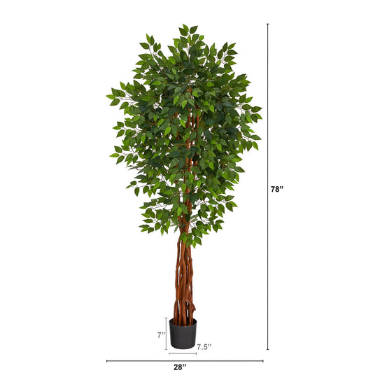 6.5’ Super Deluxe Ficus Artificial Tree with Natural Trunk - Tampa Home & Garden Store