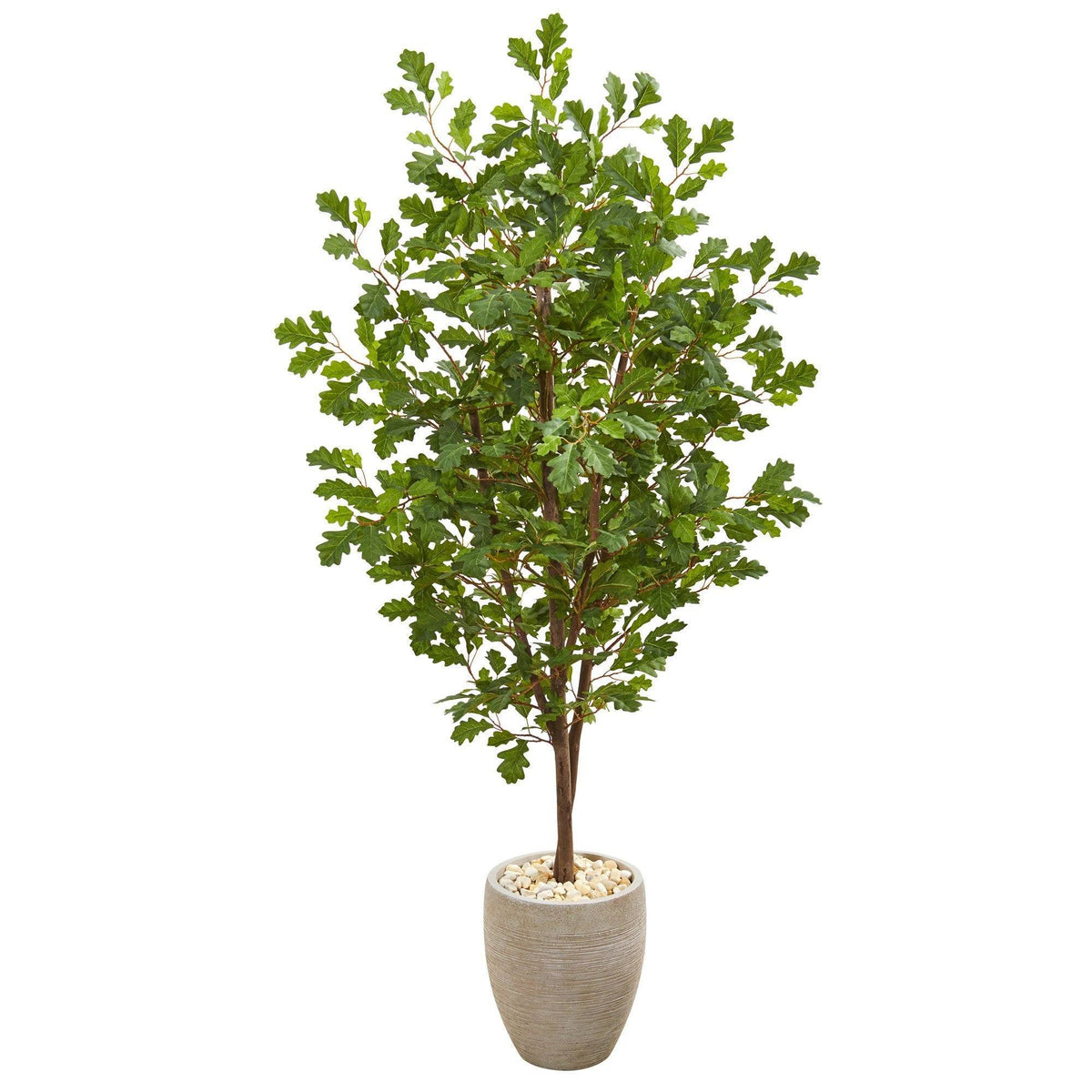 Nearly Natural 69in Oak Artificial Tree in sand-colored planter with pebbled top on Tampa Home & Garden Store