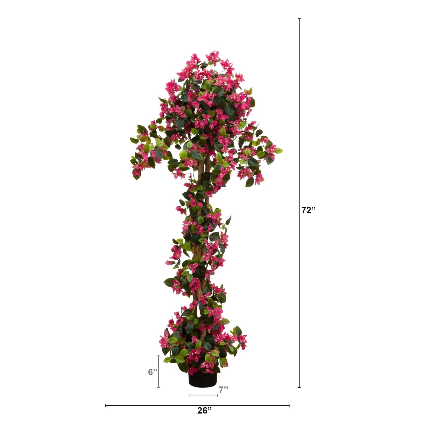 6' UV resistant artificial spiral Bougainvillea tree with pink blooms in pot by Nearly Natural on Tampa Home & Garden Store