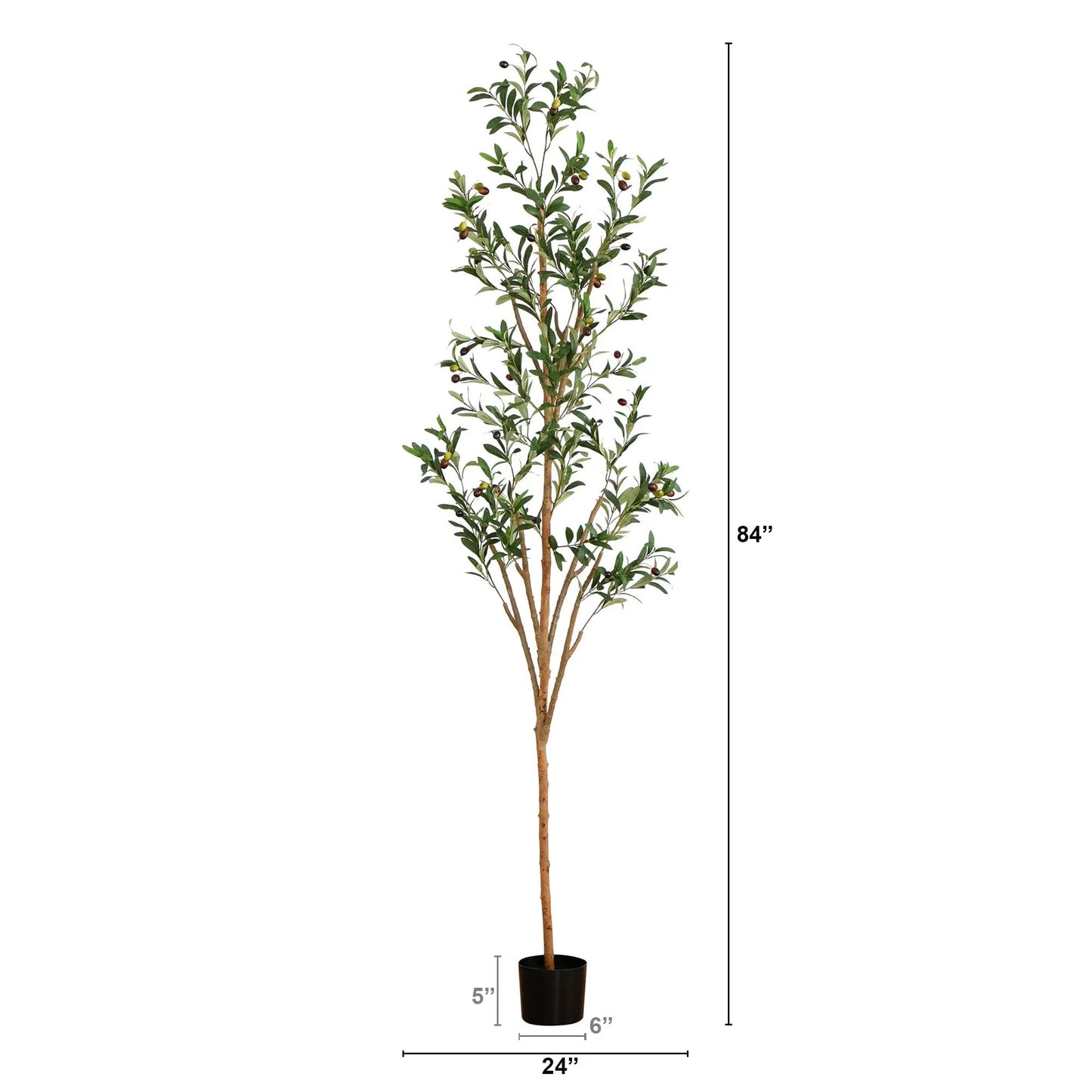 Artificial olive tree with natural trunk in black pot Nearly Natural olive leaves 84 inches tall on Tampa Home & Garden Store