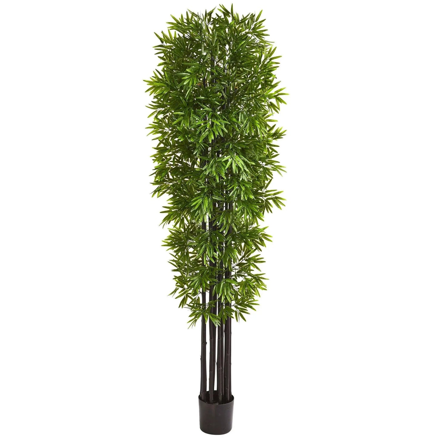 7 ft bamboo artificial tree with black trunks, green foliage, Nearly Natural indoor/outdoor on Tampa Home & Garden Store