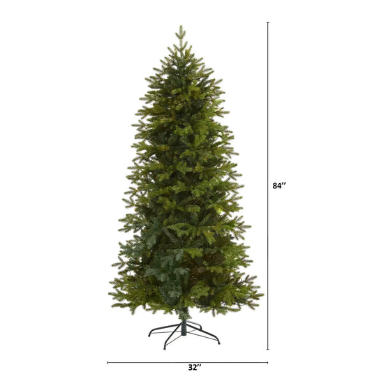 7 ft Belgium Fir artificial Christmas tree with dense needles on metal stand on Tampa Home & Garden Store