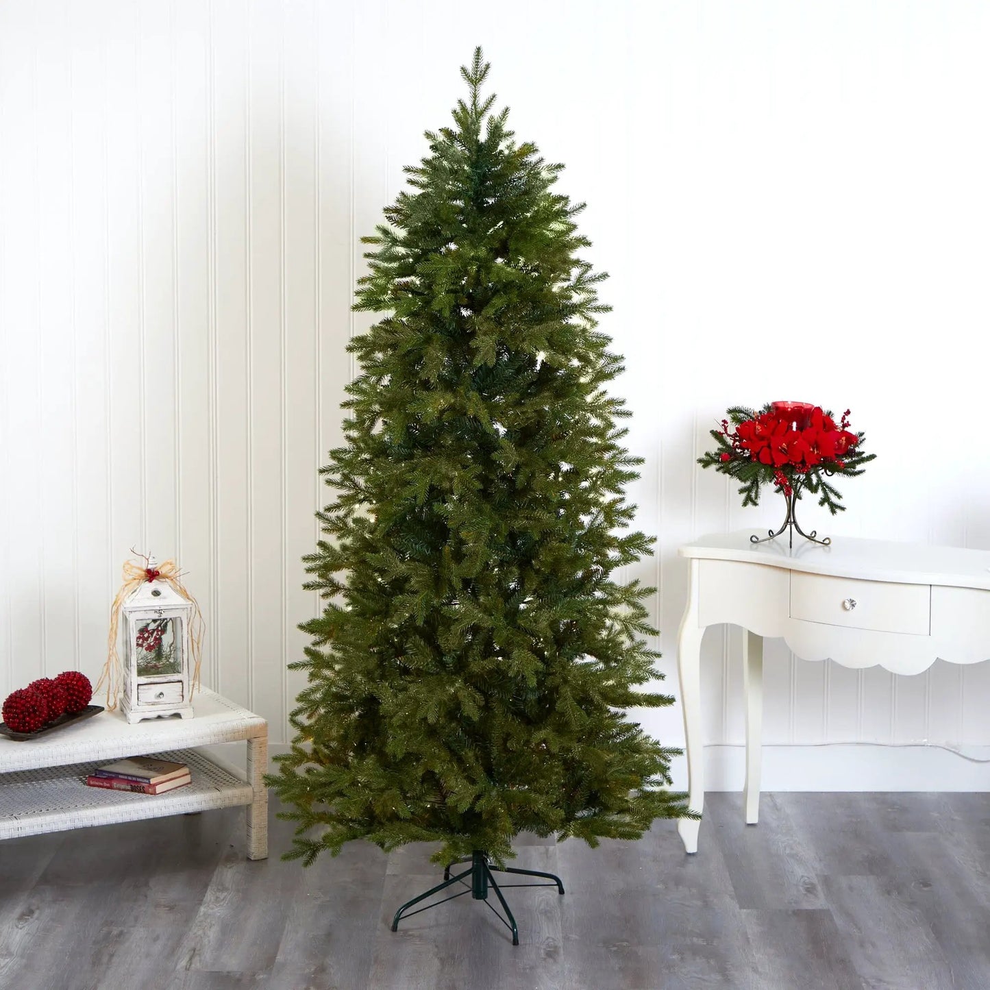 7 Foot Belgium Fir Artificial Christmas Tree by Nearly Natural with dense green branches on Tampa Home & Garden Store