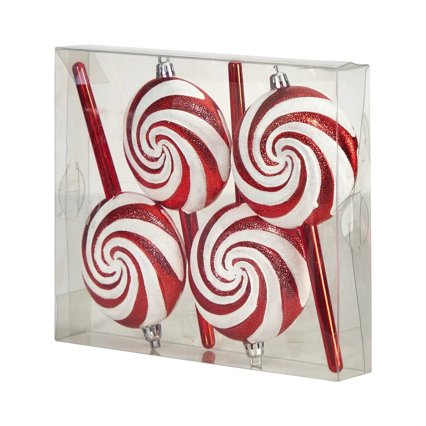 Lot de 4 décorations de Noël incassables de luxe en forme de sucette canne à sucre de 18 cm