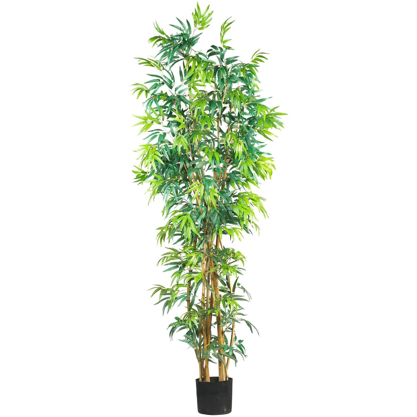 7' Fancy Style Bamboo Silk Tree by Nearly Natural with vibrant green leaves in a black pot on Tampa Home & Garden Store