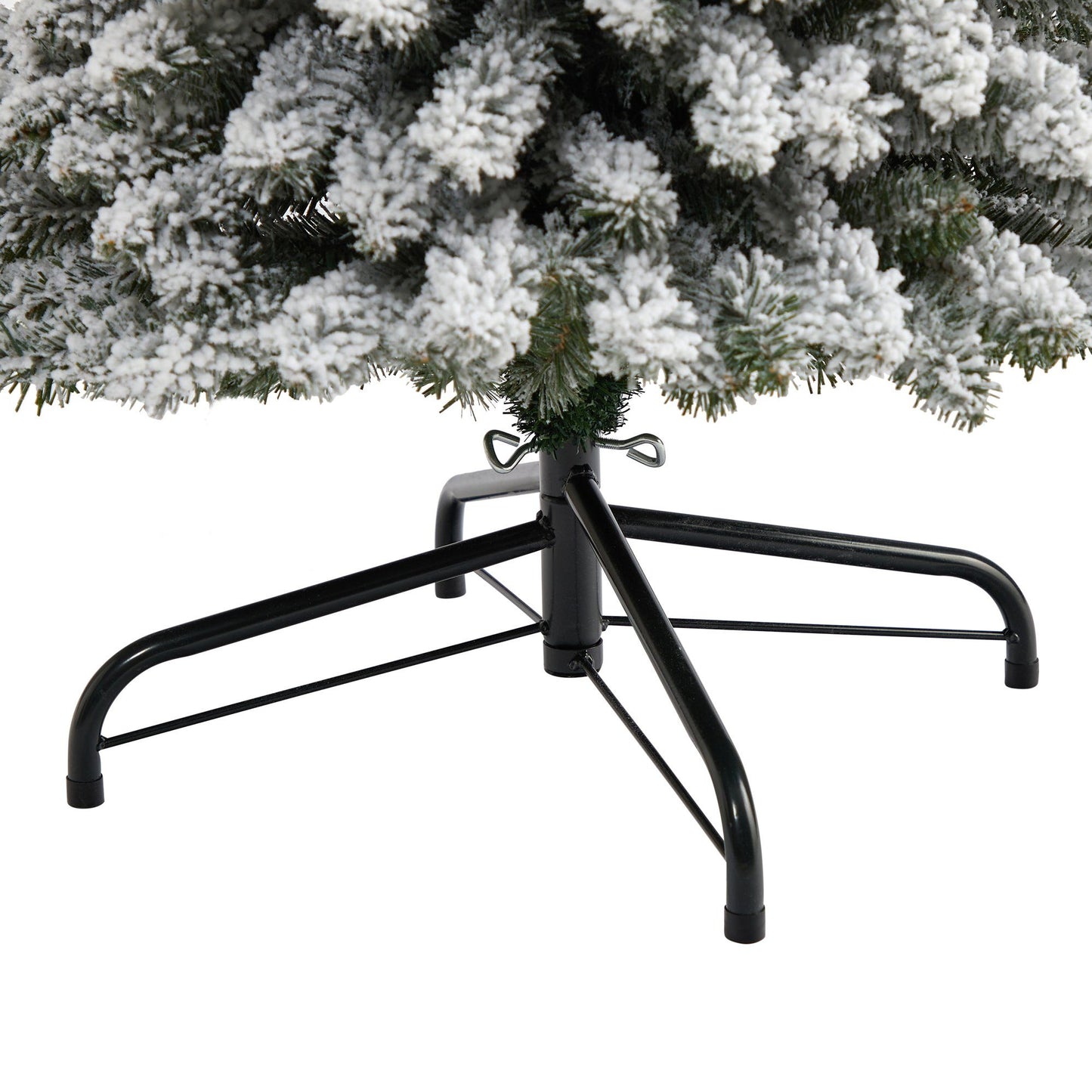7’ Flocked pencil Christmas tree with 574 bendable branches by Nearly Natural on metal stand on Tampa Home & Garden Store