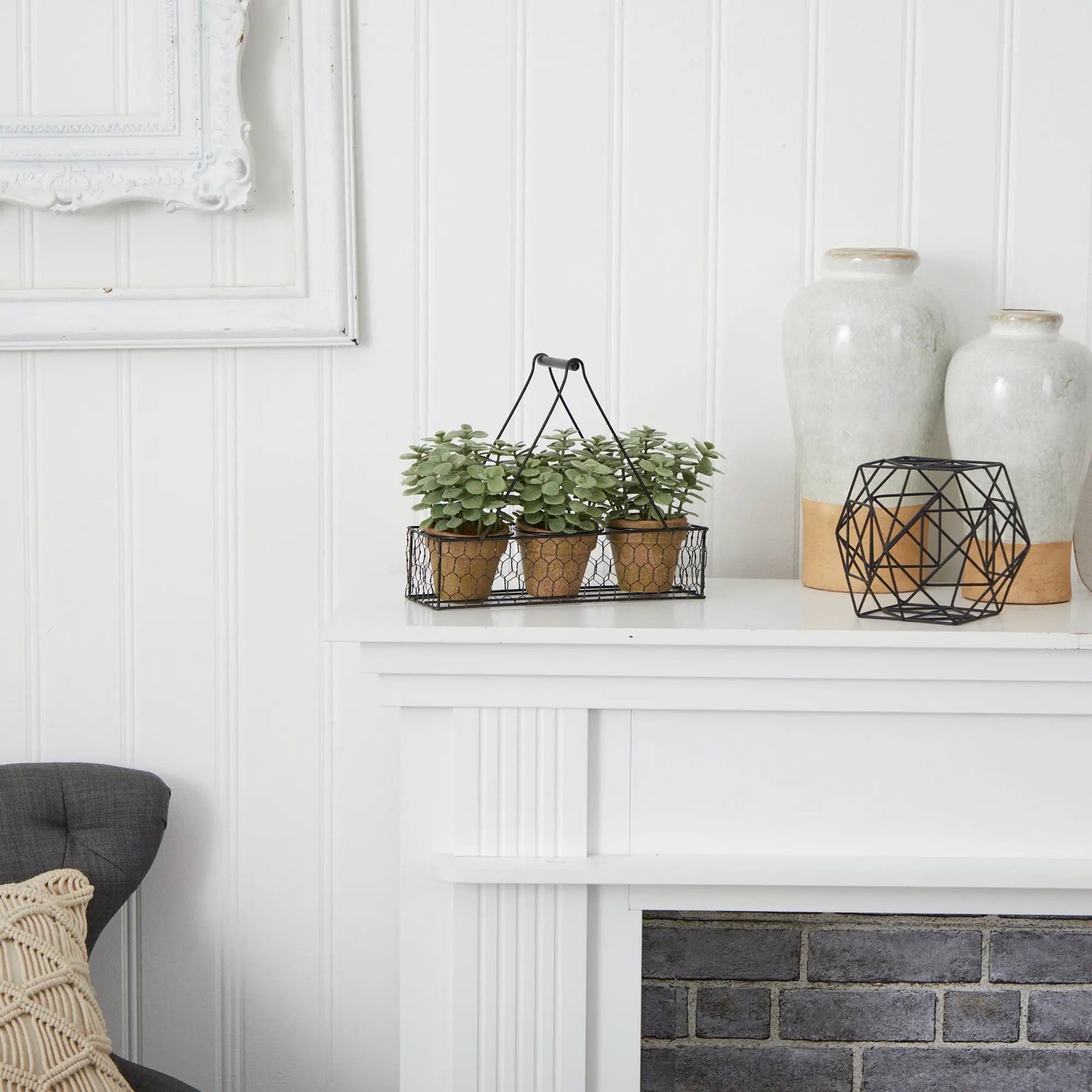 7-inch jade garden artificial plant in hanging planter by Nearly Natural with green leaves on Tampa Home & Garden Store