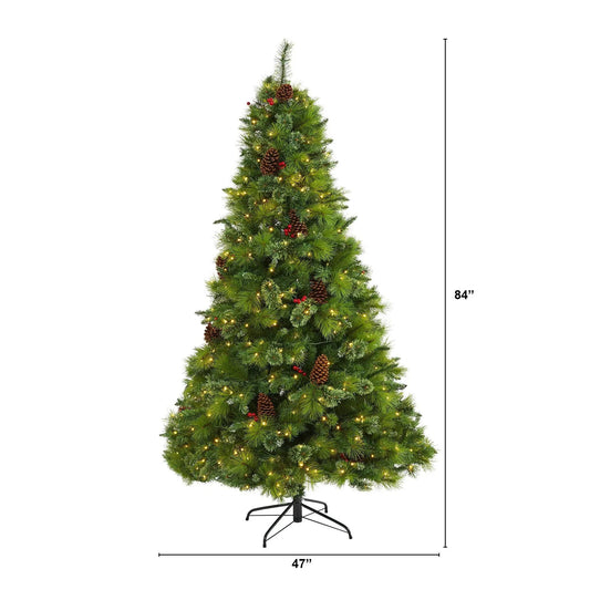 7 ft Pine Christmas Tree with LED Lights Nearly Natural on Tampa Home & Garden Store