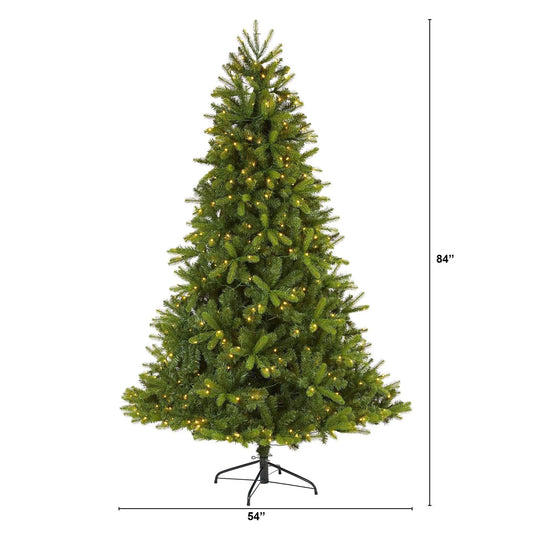 New Haven Spruce Natural Look Christmas Tree LED, 7 ft with warm white lights, Nearly Natural on Tampa Home & Garden Store