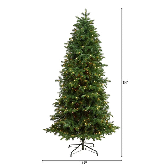 SC Fir Christmas Tree with 550 LED Lights, artificial green fir on metal stand on Tampa Home & Garden Store