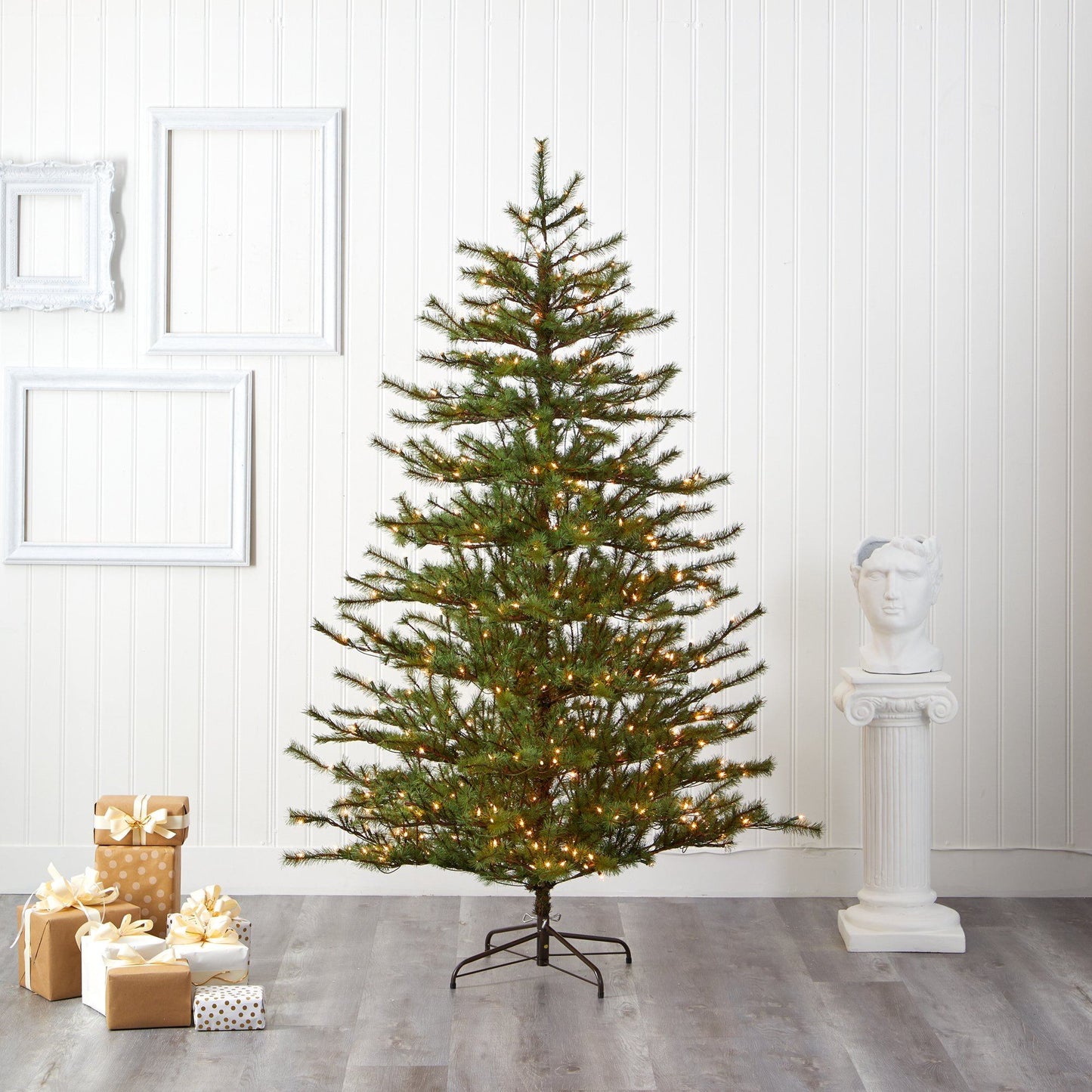 Nearly Natural 7 ft Vancouver Mountain Pine artificial Christmas tree with 450 clear lights on Tampa Home & Garden Store