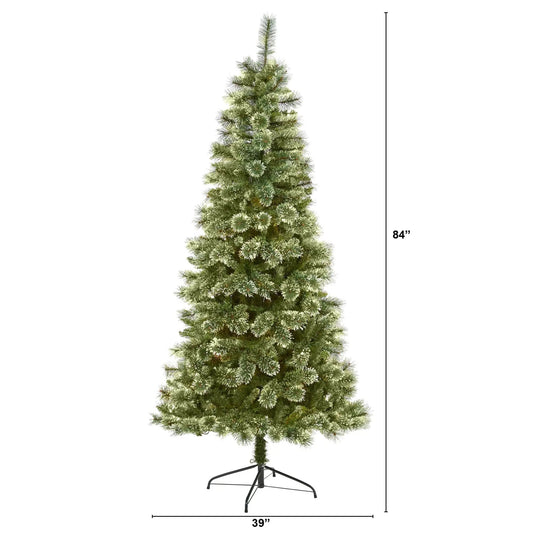 7ft Wisconsin Slim Snow Tip Pine artificial Christmas Tree with snow-tipped green needles on Tampa Home & Garden Store