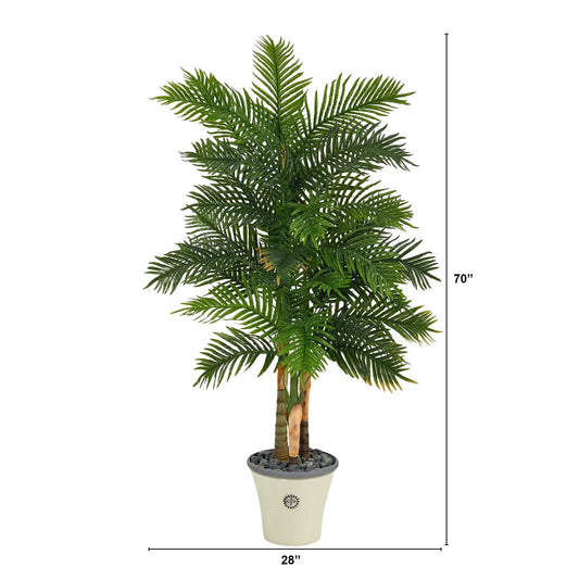 70 Inch Areca Palm Artificial Tree in Planter by Nearly Natural with green fronds on Tampa Home & Garden Store
