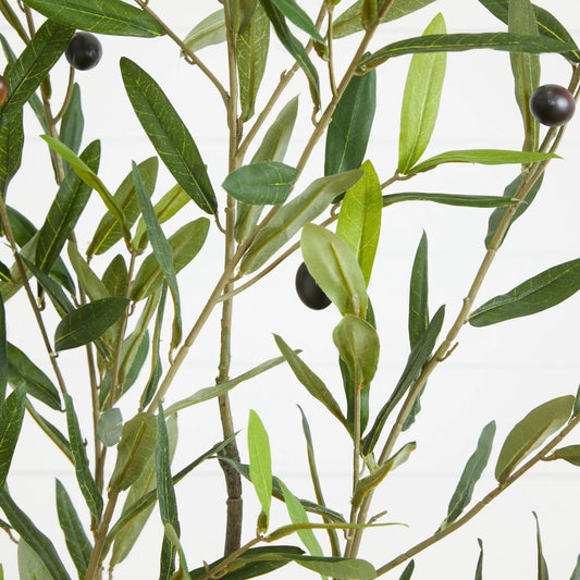 Olive artificial tree by Nearly Natural with dark-green leaves and black olives on Tampa Home & Garden Store