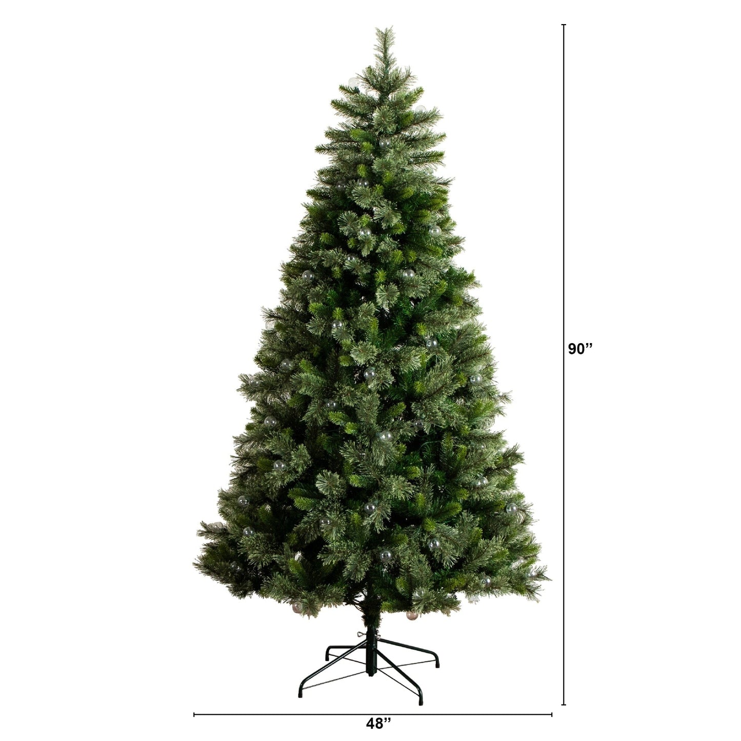 7.5 ft artificial Christmas tree with 450 warm white globe bulbs and LED lights on stand on Tampa Home & Garden Store