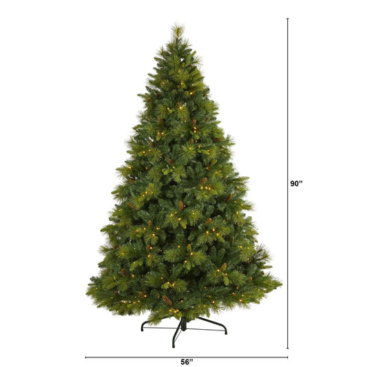 North Carolina Pine Christmas Tree with 470 LEDs, Nearly Natural artificial tree on Tampa Home & Garden Store