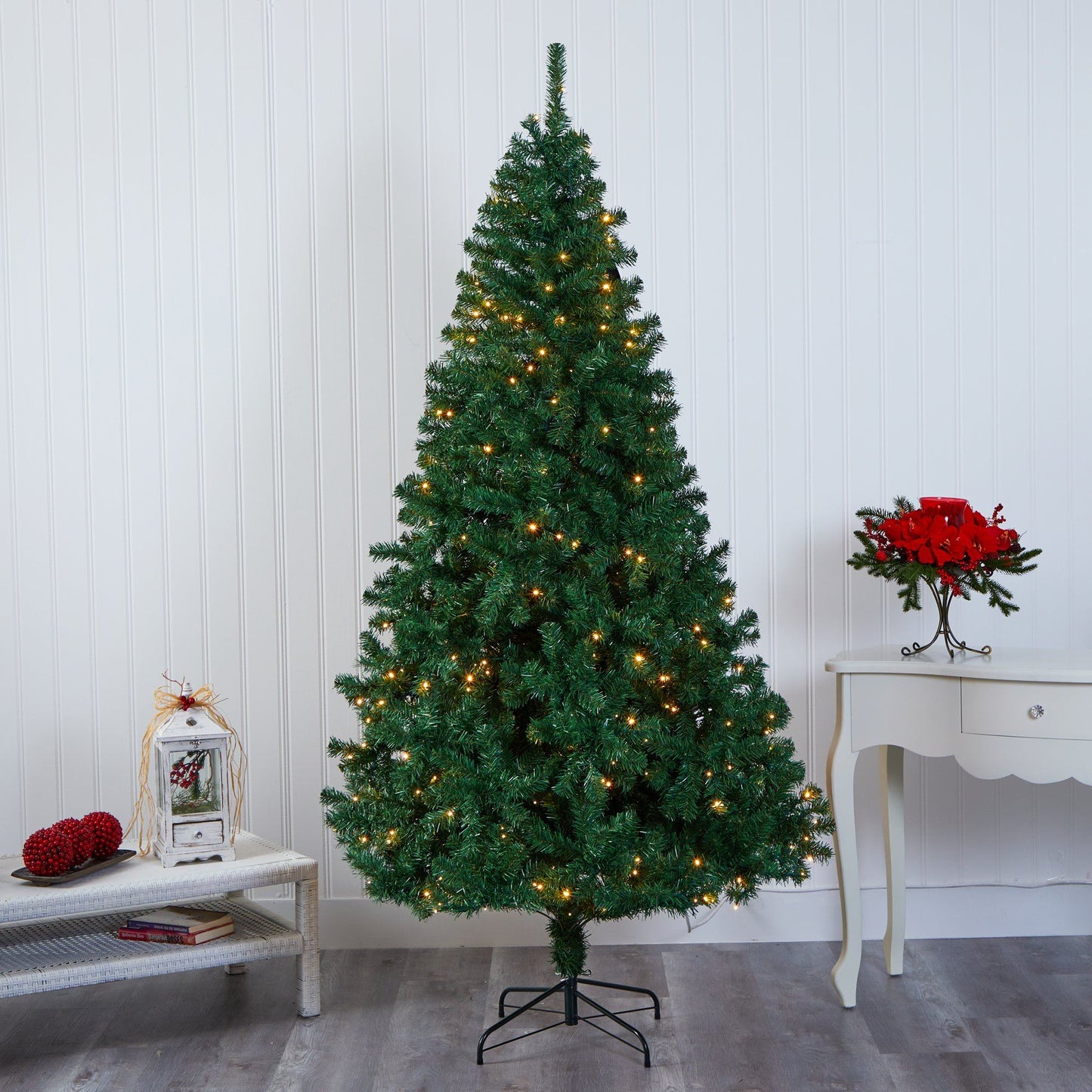 7.5' Northern Tip Pine Christmas tree by Nearly Natural with 400 clear LED lights on Tampa Home & Garden Store