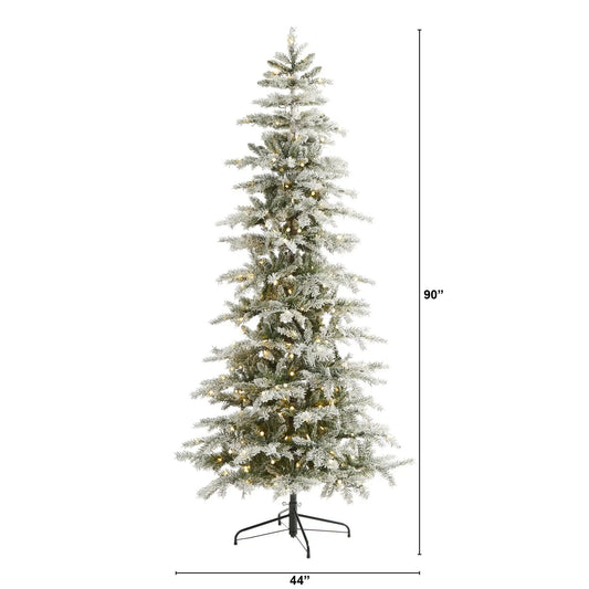 Slim Flocked Nova Scotia Spruce Christmas Tree Nearly Natural frosted artificial tree on Tampa Home & Garden Store