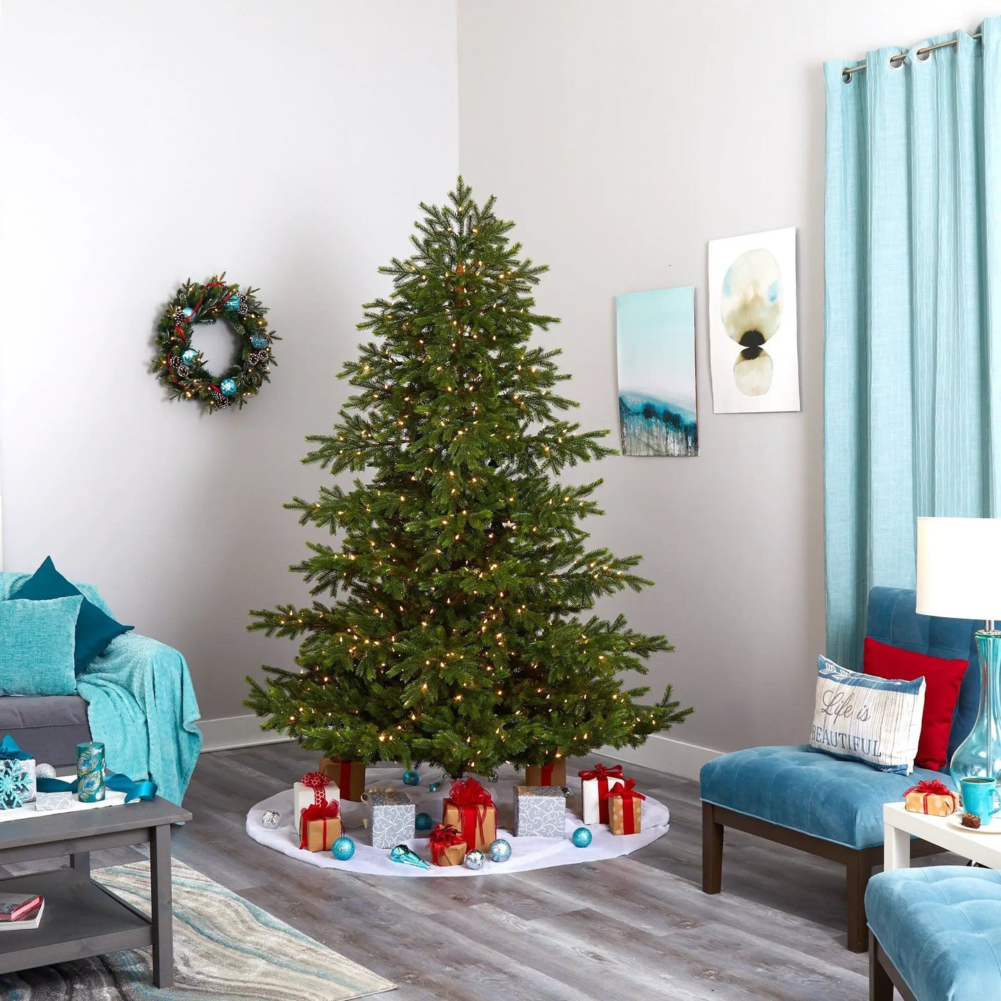 South Carolina Spruce Real Touch Christmas Tree 7.5 ft, Nearly Natural prelit artificial tree on Tampa Home & Garden Store