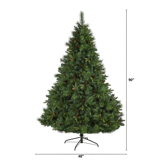 7.5 ft West Virginia Bodied Pine LED Christmas Tree, green evergreen by Nearly Natural on Tampa Home & Garden Store
