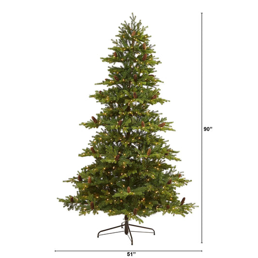 7.5 ft Yukon Mountain Fir artificial Christmas tree by Nearly Natural with 600 clear lights on Tampa Home & Garden Store