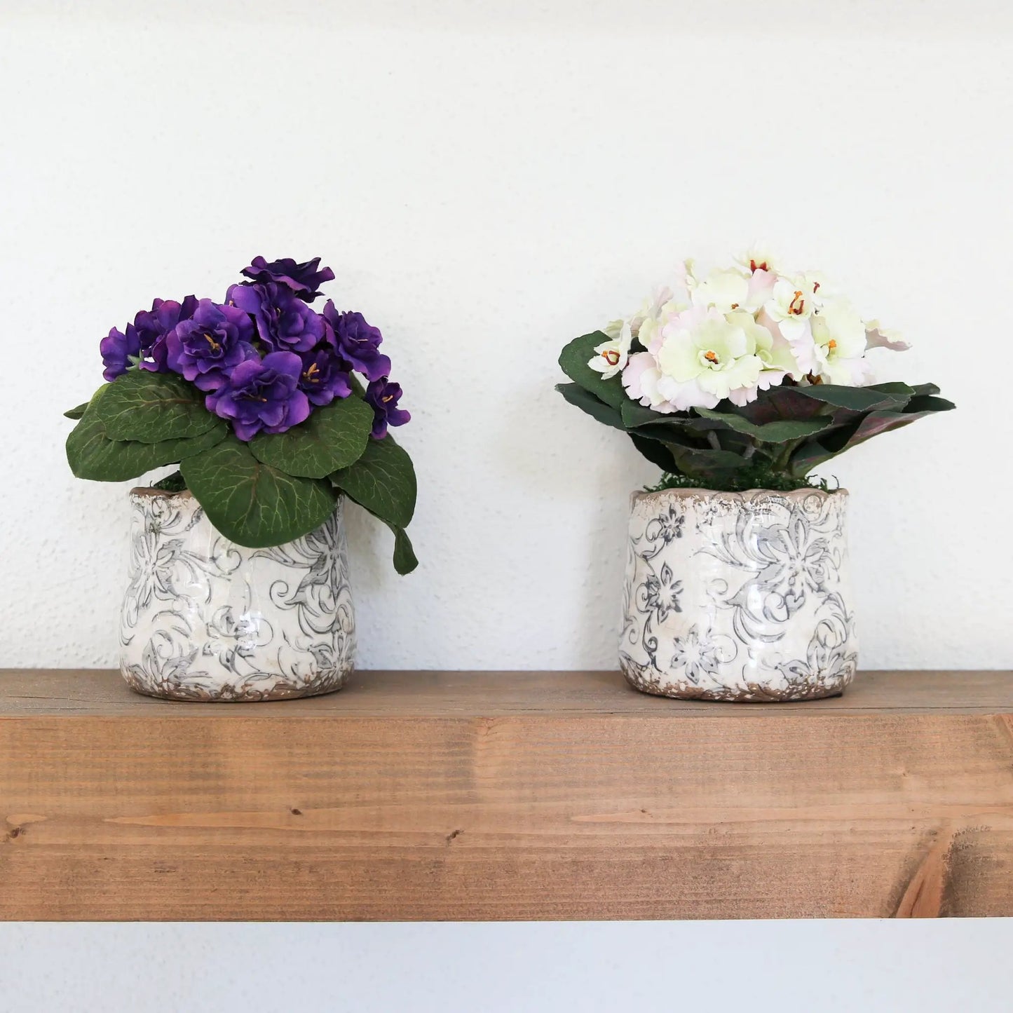 8” African Violet Artificial Plant in Floral Design Vase (Set of 2) - Tampa Home & Garden Store